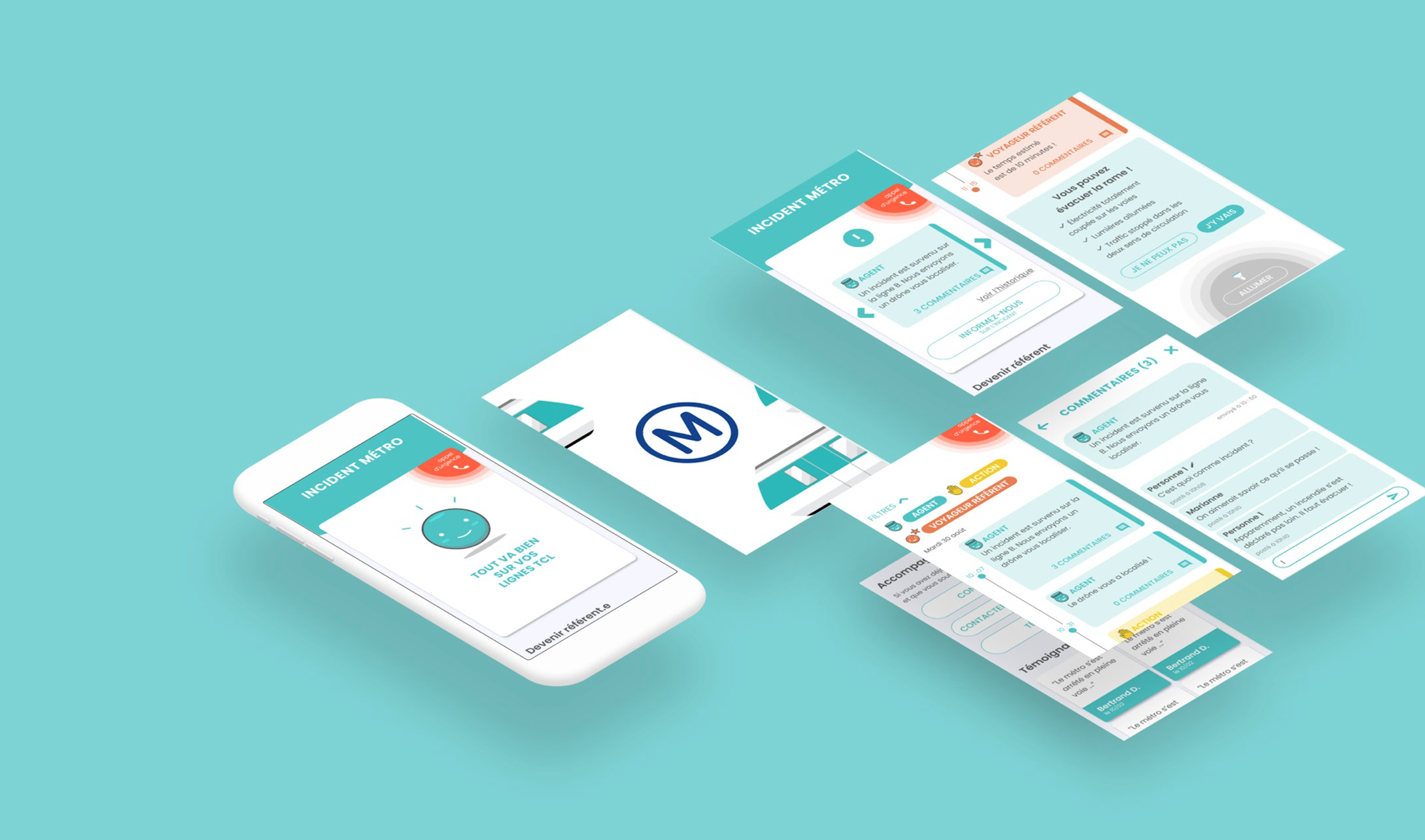 Imaginer une application mobile favorisant la résilience des voyageurs lors d’une évacuation incendie Pistache design UX UI france 